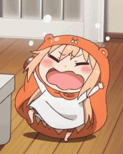 A Cartoon Girl Is Sitting On A Wooden Floor Wearing A Bear Hat . GIF