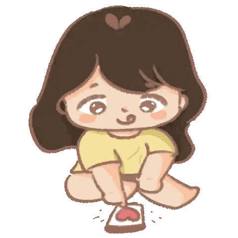 A Cartoon Girl Is Sitting On The Floor Holding A Piece Of Paper That Has A Heart On It Sticker