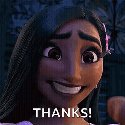 A Cartoon Girl Is Smiling And Saying Thanks . GIF