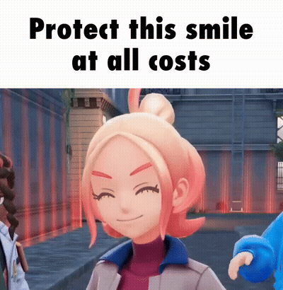 A Cartoon Girl Is Smiling With The Words Protect This Smile At All Costs Above Her GIF