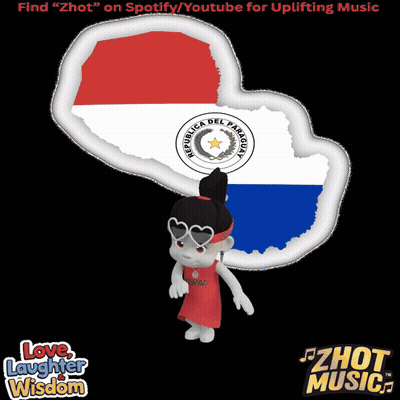 A Cartoon Girl Is Standing In Front Of A Paraguay Map GIF