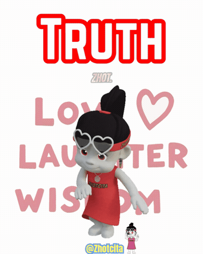 A Cartoon Girl Is Standing In Front Of A Sign That Says " Truth " GIF