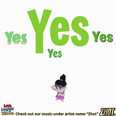 A Cartoon Girl Is Standing In Front Of A Sign That Says Yes GIF