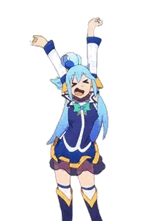 A Cartoon Girl Is Standing With Her Arms In The Air . Sticker