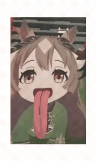 A Cartoon Girl Is Sticking Out Her Tongue . GIF