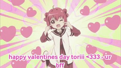 A Cartoon Girl Is Surrounded By Pink Hearts And Says Happy Valentines Day GIF