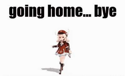A Cartoon Girl Is Walking With The Words `` Going Home ... Bye '' Written Above Her . GIF