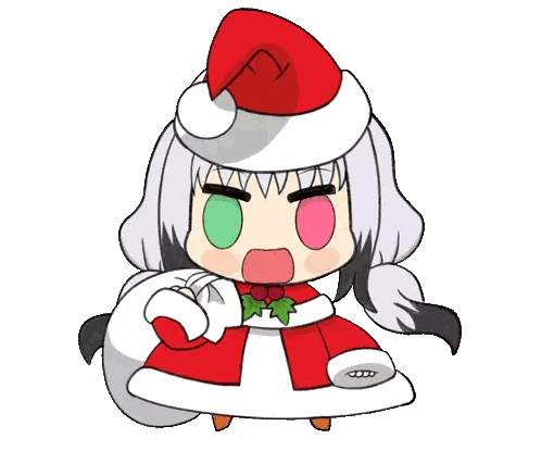 A Cartoon Girl Is Wearing A Santa Hat And Holding A Bag Sticker