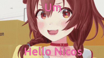 A Cartoon Girl Says Hello Nicos With A Red Collar GIF