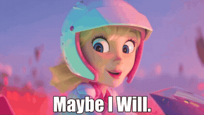 A Cartoon Girl Says Maybe I Will In A Pink Helmet GIF