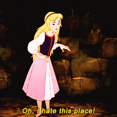 A Cartoon Girl Says Oh I Hate This Place In A Dark Room GIF