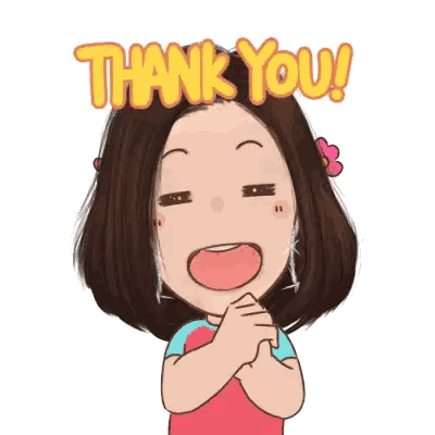A Cartoon Girl Says Thank You With Flowers Behind Her Sticker