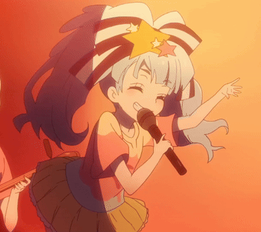 A Cartoon Girl Singing Into A Microphone With A Star On Her Head GIF