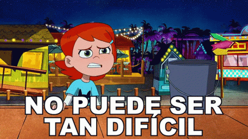 A Cartoon Girl Stands In Front Of A Sign That Says No Puede Ser Tan Difícil GIF