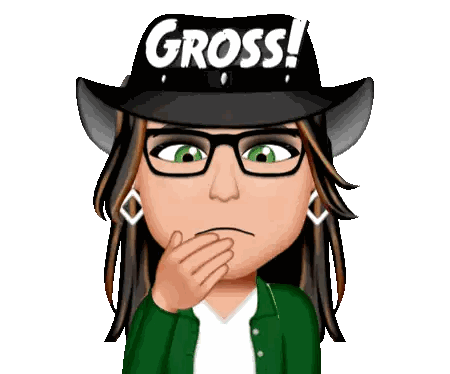 A Cartoon Girl Wearing A Hat That Says Gross Sticker