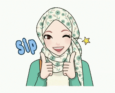 A Cartoon Girl Wearing A Hijab Is Giving A Thumbs Up GIF