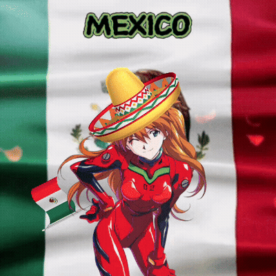 A Cartoon Girl Wearing A Sombrero Is Standing In Front Of A Mexican Flag GIF