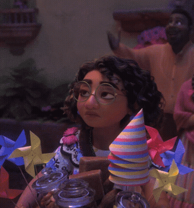 A Cartoon Girl Wearing Glasses And A Party Hat GIF