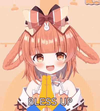 A Cartoon Girl With A Bow On Her Head And The Words Bless Up GIF