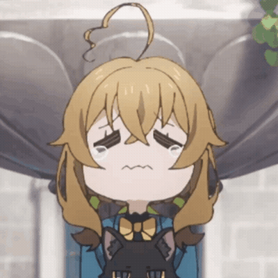 A Cartoon Girl With A Cat On Her Back Making A Sad Face GIF