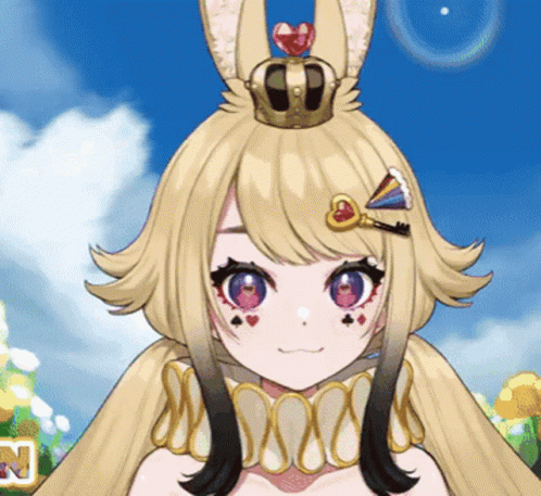 A Cartoon Girl With A Crown On Her Head And A Key In Her Hair GIF
