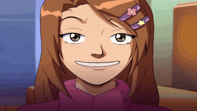 A Cartoon Girl With A Flower In Her Hair And A Star GIF