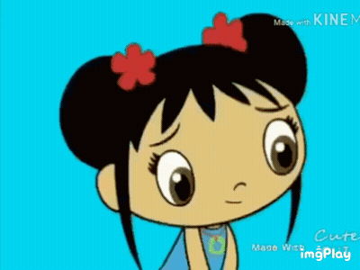 A Cartoon Girl With A Flower In Her Hair Is Standing In A Field Holding A Stuffed Animal . GIF