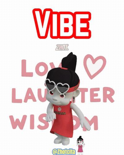 A Cartoon Girl With A Headband That Says Vibe On It GIF