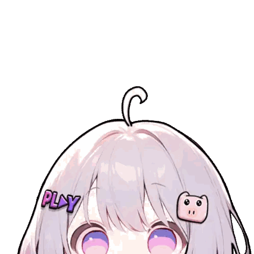 A Cartoon Girl With A Pig On Her Head And The Word Play On Her Head Sticker