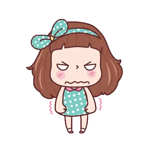 A Cartoon Girl With A Polka Dot Dress Has An Angry Expression On Her Face Sticker
