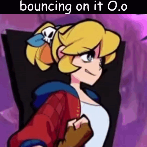 A Cartoon Girl With A Ponytail And A Skull In Her Hair Is Bouncing On It O.o . GIF