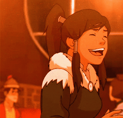 A Cartoon Girl With A Ponytail Is Laughing GIF