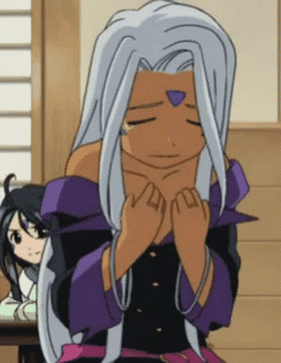 A Cartoon Girl With A Purple Triangle On Her Forehead GIF