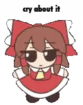A Cartoon Girl With A Red Bow Is Sitting Down And Crying About It . Sticker