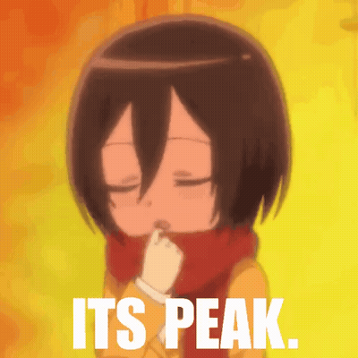 A Cartoon Girl With A Scarf Around Her Neck And The Words It 'S Peak GIF