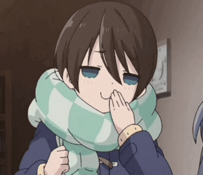 A Cartoon Girl With A Scarf Around Her Neck Covering Her Nose GIF