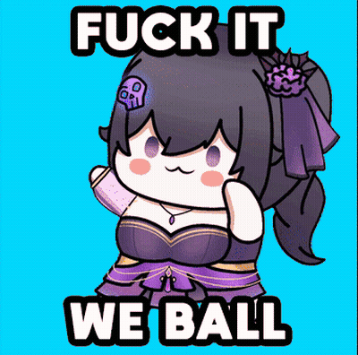 A Cartoon Girl With A Skull On Her Head And The Words Fuck It We Ball GIF