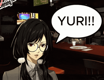 A Cartoon Girl With A Speech Bubble That Says Yuri GIF