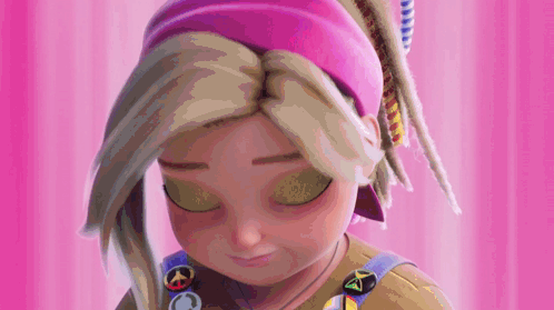 A Cartoon Girl With Blonde Hair And Dreadlocks Wearing A Pink Headband . GIF