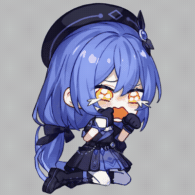 A Cartoon Girl With Blue Hair And A Black Hat Is Crying GIF