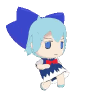 A Cartoon Girl With Blue Hair And A Blue Bow On Her Head Sticker