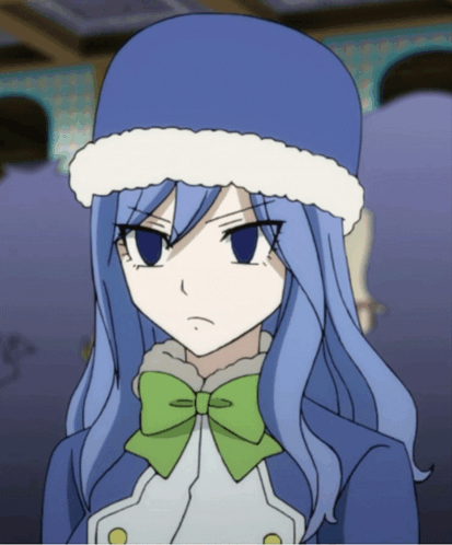 A Cartoon Girl With Blue Hair And A Green Bow GIF