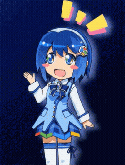 A Cartoon Girl With Blue Hair And White Socks GIF