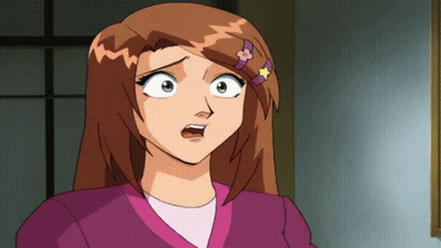 A Cartoon Girl With Brown Hair And A Flower In Her Hair GIF