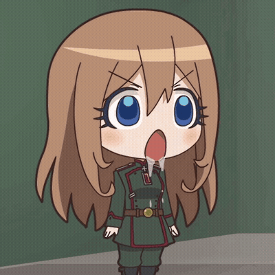 A Cartoon Girl With Brown Hair And Blue Eyes Is Wearing A Green Uniform GIF