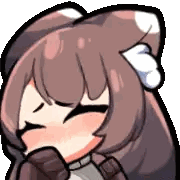 A Cartoon Girl With Brown Hair And White Ears Is Covering Her Mouth With Her Hands . Sticker