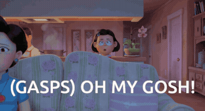 A Cartoon Girl With Glasses And The Words Gasps Oh My Gosh On The Bottom GIF