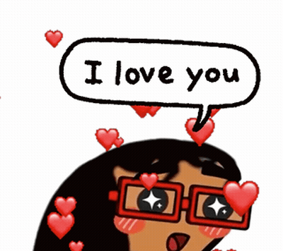 A Cartoon Girl With Glasses Says I Love You In A Speech Bubble GIF