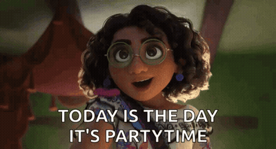 A Cartoon Girl With Glasses Says Today Is The Day It 'S Party Time GIF
