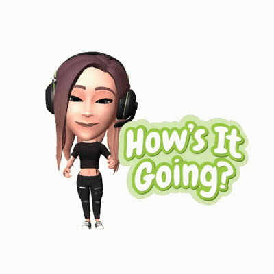 A Cartoon Girl With Headphones And The Words How 'S It Going Behind Her GIF